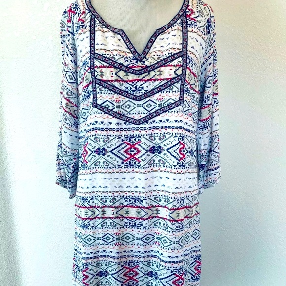 Skies Are Blue Boho Print Anthro Tunic Dress S - Picture 1 of 5